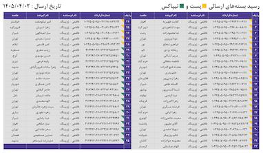 کدهای رهگیری 2 تیر - 45 کد