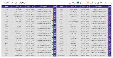 کدهای رهگیری 18 تیر - 40 کد